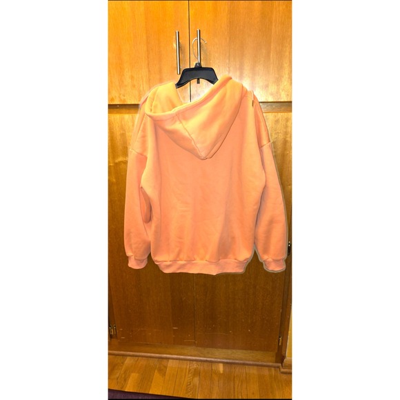 Rinbere Zip Up Hoodie Womens XL Peach Orange Oversized Fleece Drop Shoulder - Picture 3 of 3